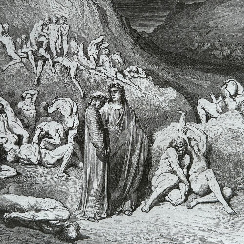 Dore, Usurers, Schicchi, Divine Comedy, Engraving, Art Print, ~ 250803-WH 705